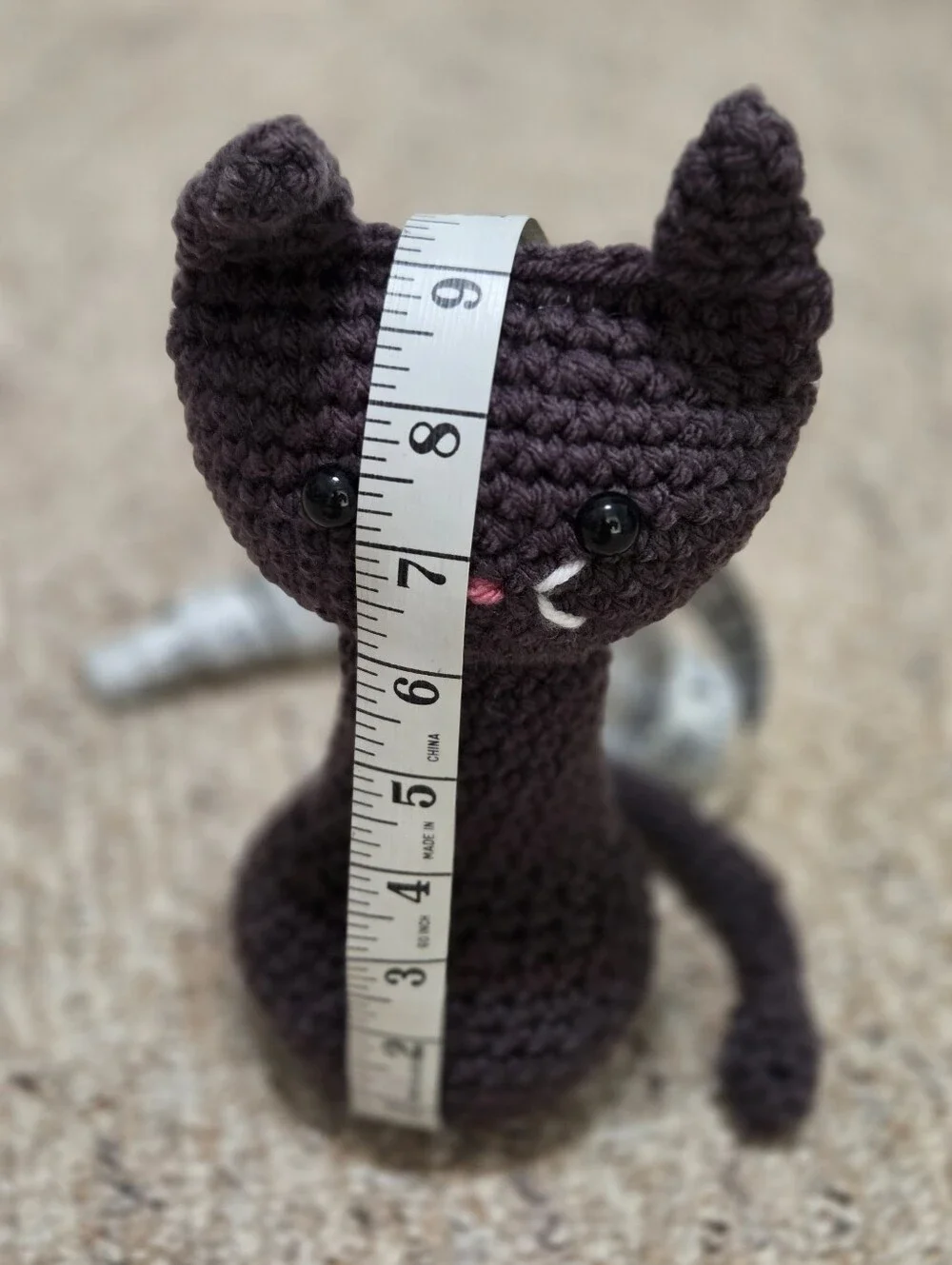 Handmade Crochet Dark Gray Cat Plushie